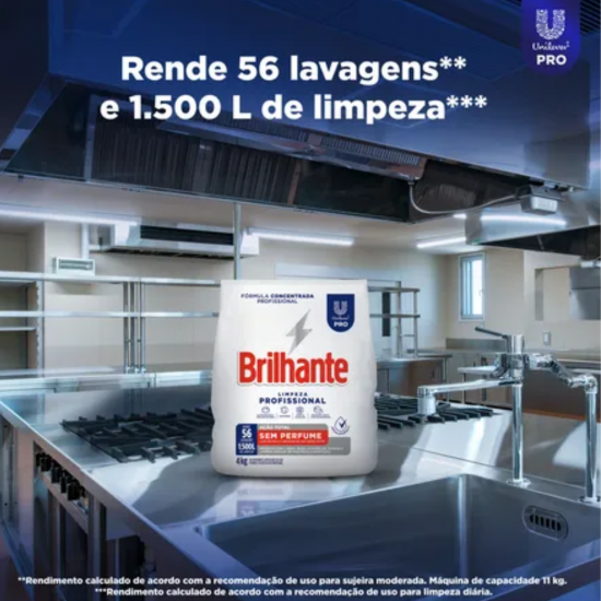 Sabão em Pó Brilhante Ação Total Sem Perfume 4kg Unilever Pro Lavanderia Profissional Sabão em Pó Brilhante Ação Total Sem Perfume 4kg Unilever Pro Lavanderia Profissional