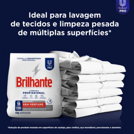 Sabão em Pó Brilhante Ação Total Sem Perfume 4kg Unilever Pro Lavanderia Profissional Sabão em Pó Brilhante Ação Total Sem Perfume 4kg Unilever Pro Lavanderia Profissional