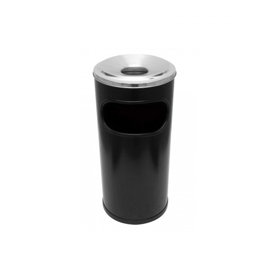 Lixeira com Cinzeiro JSN Metal Preto Lixeira com Cinzeiro JSN Metal Preto