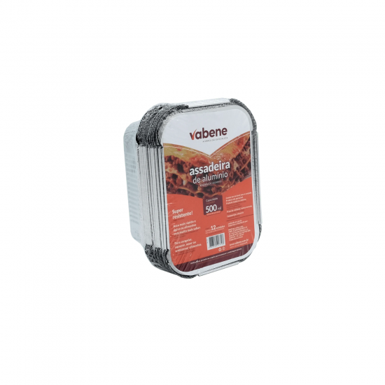 Marmitex de Alumínio 500mL Vabene c/ Tampa PET com 12 unid.