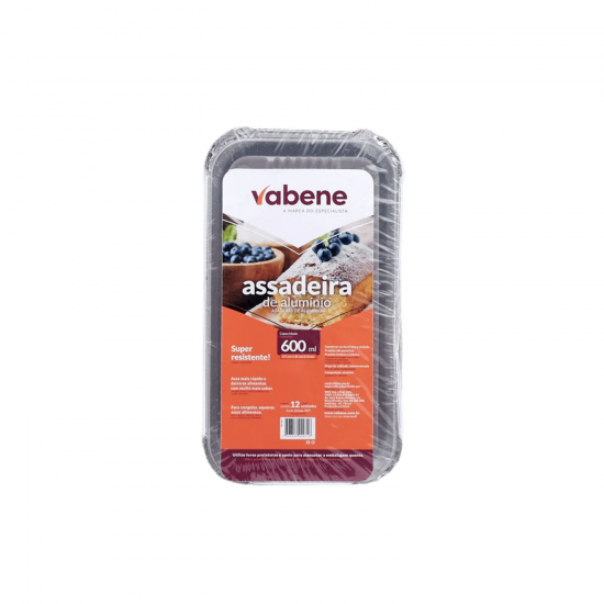 Marmitex de Alumínio 600mL Bolo Inglês Vabene c/ Tampa PET com 12 unid.