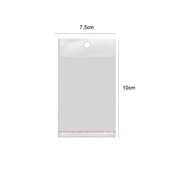 Saco Plástico Adesivado com Aba Furada 7,5x10cm Vabene n°3 com 100 unid. Saco Plástico Adesivado com Aba Furada 7,5x10cm Vabene n°3 com 100 unid.