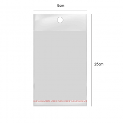 Saco Plástico Adesivado com Aba Furada 8x25cm Vabene n°5 com 100 unid.