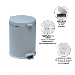 Lixeira com Pedal 4,5L Viel Cinza