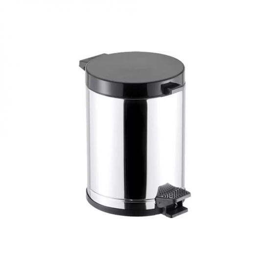 Lixeira Inox com Pedal 10,5L Viel com Tampa Preta 