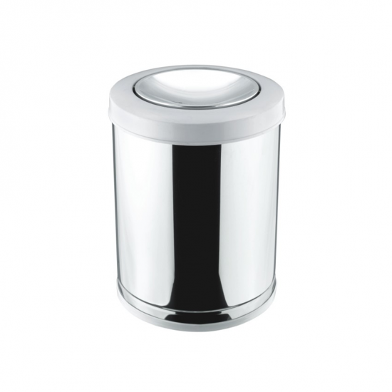 Lixeira Inox com Tampa Basculante 15L Viel com Aro Branco Lixeira Inox com Tampa Basculante 15L Viel com Aro Branco