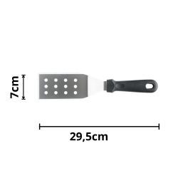 Espátula Perfurada Curva Profissional Inox Cabo em Polipropileno Preto 29,5 x 7cm Weck