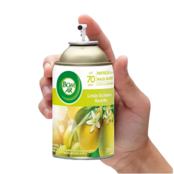 Aromatizador Spray Automático Bom Ar Freshmatic  Limão Siciliano e Baunilha 250mL Refil Aromatizador Spray Automático Bom Ar Freshmatic  Limão Siciliano e Baunilha 250mL Refil