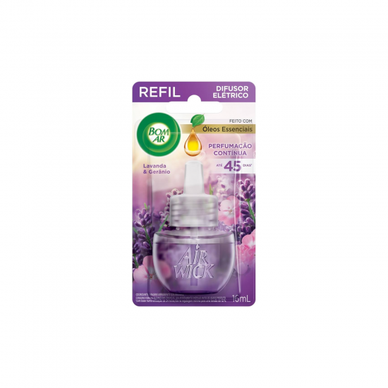 Difusor Elétrico Bom Ar Lavanda e Gerânio Refil 16mL Difusor Elétrico Bom Ar Lavanda e Gerânio Refil 16mL