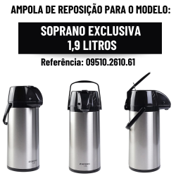 Ampola de Vidro para Garrafa Térmica 1,9L Soprano Exclusiva 