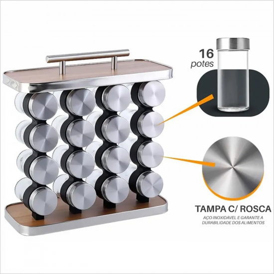 Porta Condimento com 16 peças 100mL Hauskraft Porta Condimento com 16 peças 100mL Hauskraft