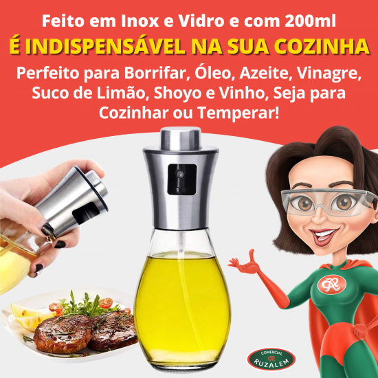 Spray Pulverizador p/ Azeite, Vinagre e Óleo 200mL Galheteiro Unyhome Spray Pulverizador p/ Azeite, Vinagre e Óleo 200mL Galheteiro Unyhome