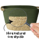 Cesto de Fibra Natural e Algodão com Alça 42x25x24cm Verde Esmeralda