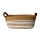 Cesto de Algodão com Alça 38x22x17cm Mocca e Listra Branca Cesto de Algodão com Alça 38x22x17cm Mocca e Listra Branca