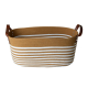 Cesto de Algodão com Alça 38x22x17cm Mocca e Listra Branca Cesto de Algodão com Alça 38x22x17cm Mocca e Listra Branca