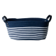 Cesto de Algodão com Alça 38x22x17cm Azul Naval e Listra Branca Cesto de Algodão com Alça 38x22x17cm Azul Naval e Listra Branca
