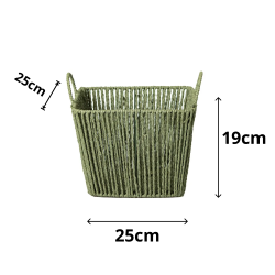 Cesto de Fibra Natural com Alça 25x25x19cm Verde Esmeralda Cesto de Fibra Natural com Alça 25x25x19cm Verde Esmeralda