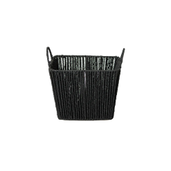 Cesto de Fibra Natural com Alça 25x25x19cm Preto Cesto de Fibra Natural com Alça 25x25x19cm Preto