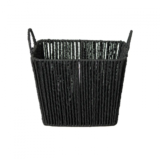 Cesto de Fibra Natural com Alça 30x30x22cm Preto Cesto de Fibra Natural com Alça 30x30x22cm Preto