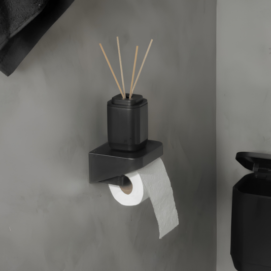 Porta Papel Higiênico de Parede <Ou> Eleve Preto
