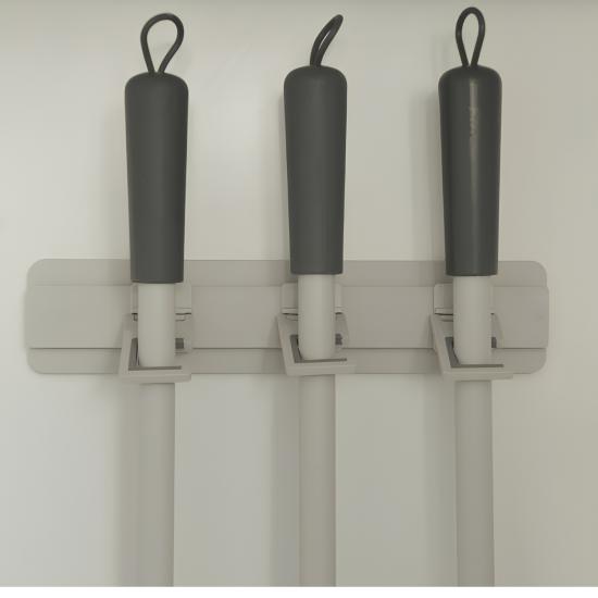 Suporte Para Vassouras e Rodos com 3 Ganchos <Ou> Flow Bege