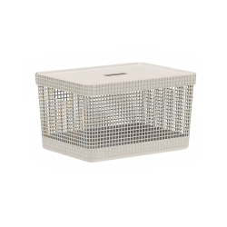 Cesto Organizador <Ou> 20L Com Tampa Grid Bege