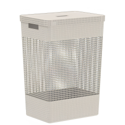 Cesto de Roupas com Tampa <Ou> 49L Com Tampa Grid Bege