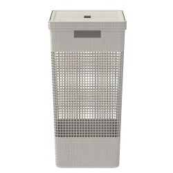 Cesto de Roupas com Tampa <Ou> 49L Com Tampa Grid Bege
