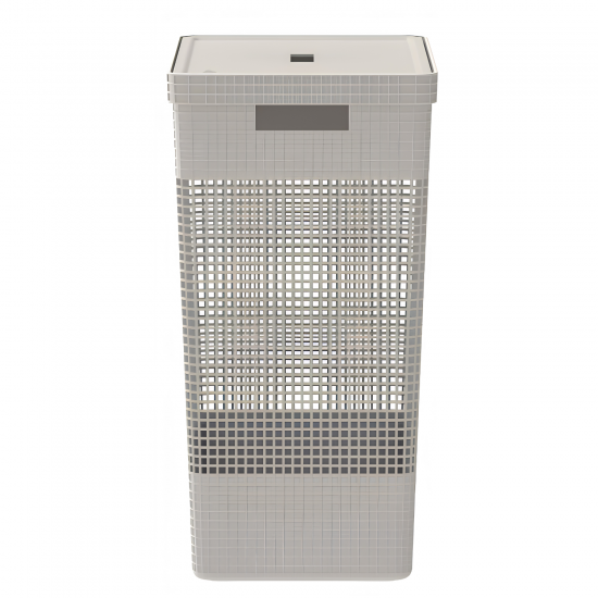 Cesto de Roupas com Tampa <Ou> 49L Com Tampa Grid Bege
