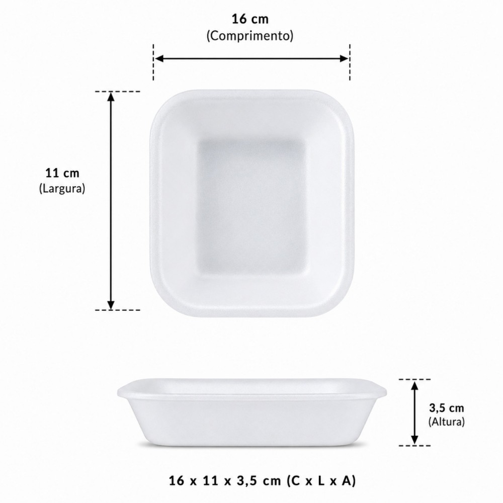 Bandeja de Isopor Funda B52F com 10 unid. Branca