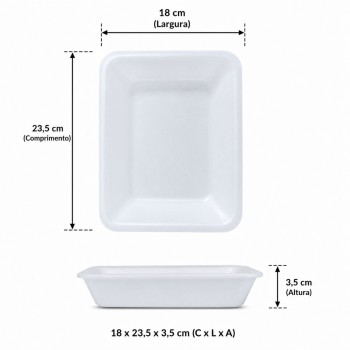 Bandeja de Isopor Funda B3F/CFL003 com 10 unid. Branca