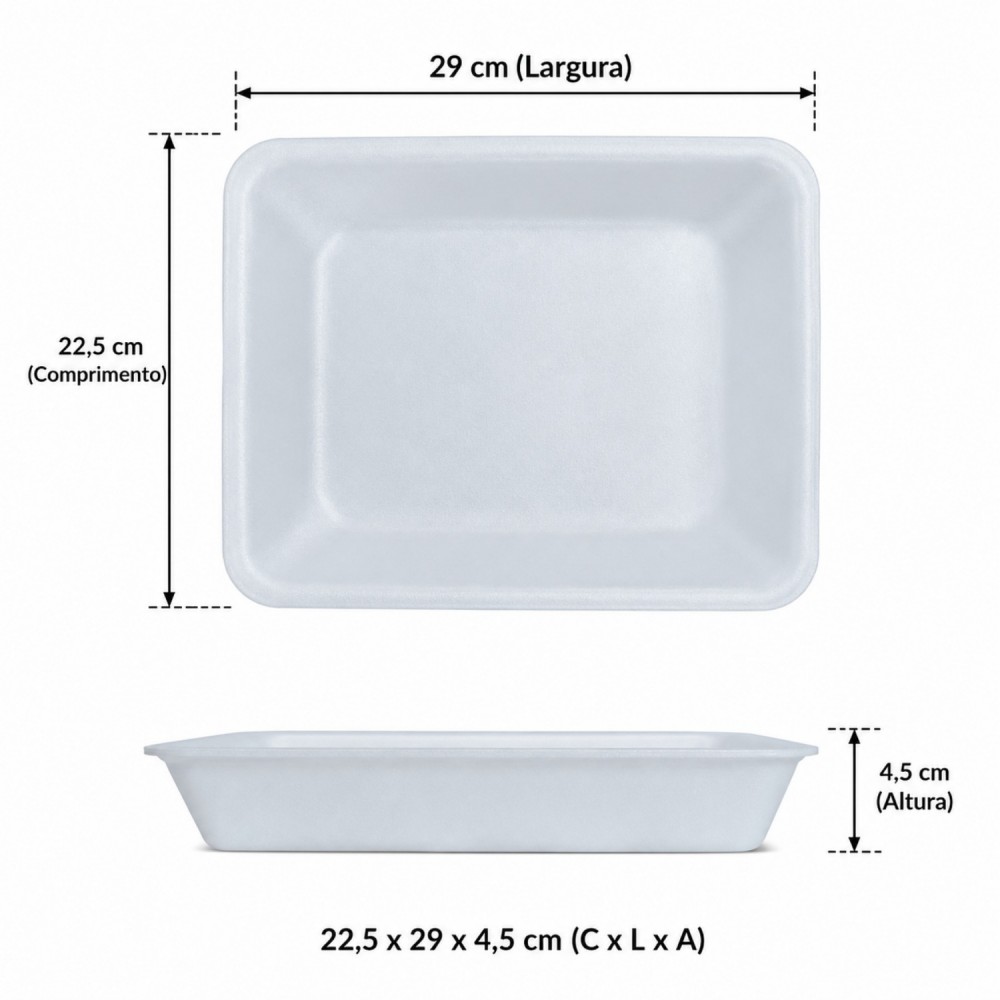 Bandeja de Isopor B20F/M70 com 10 unid. Branca