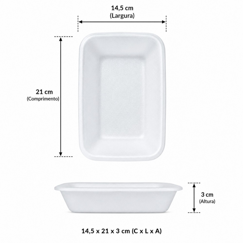 Bandeja de Isopor Funda B2F/CFL002 com 10 unid. Branca
