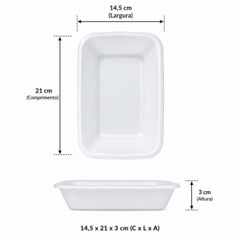 Bandeja de Isopor Funda B2F/CFL002 com 10 unid. Branca