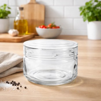 Pote de Vidro Redondo com Tampa Plástica 210mL Magnific Le Bianco