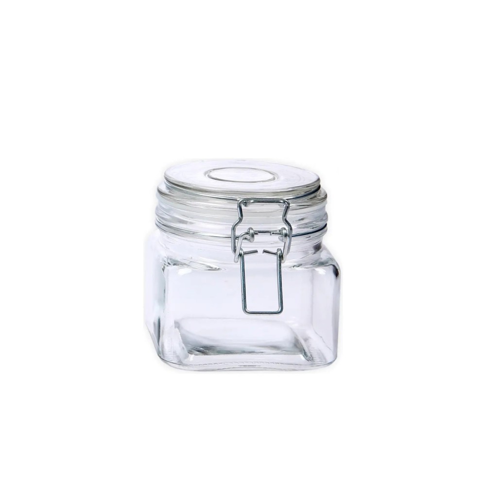 Pote de Vidro com Trava Quadrado 460mL Sofistic Le Bianco