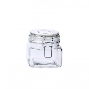 Pote de Vidro com Trava Quadrado 460mL Sofistic Le Bianco