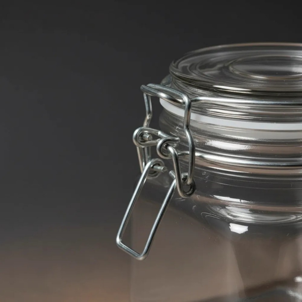 Pote de Vidro com Trava Quadrado 460mL Sofistic Le Bianco