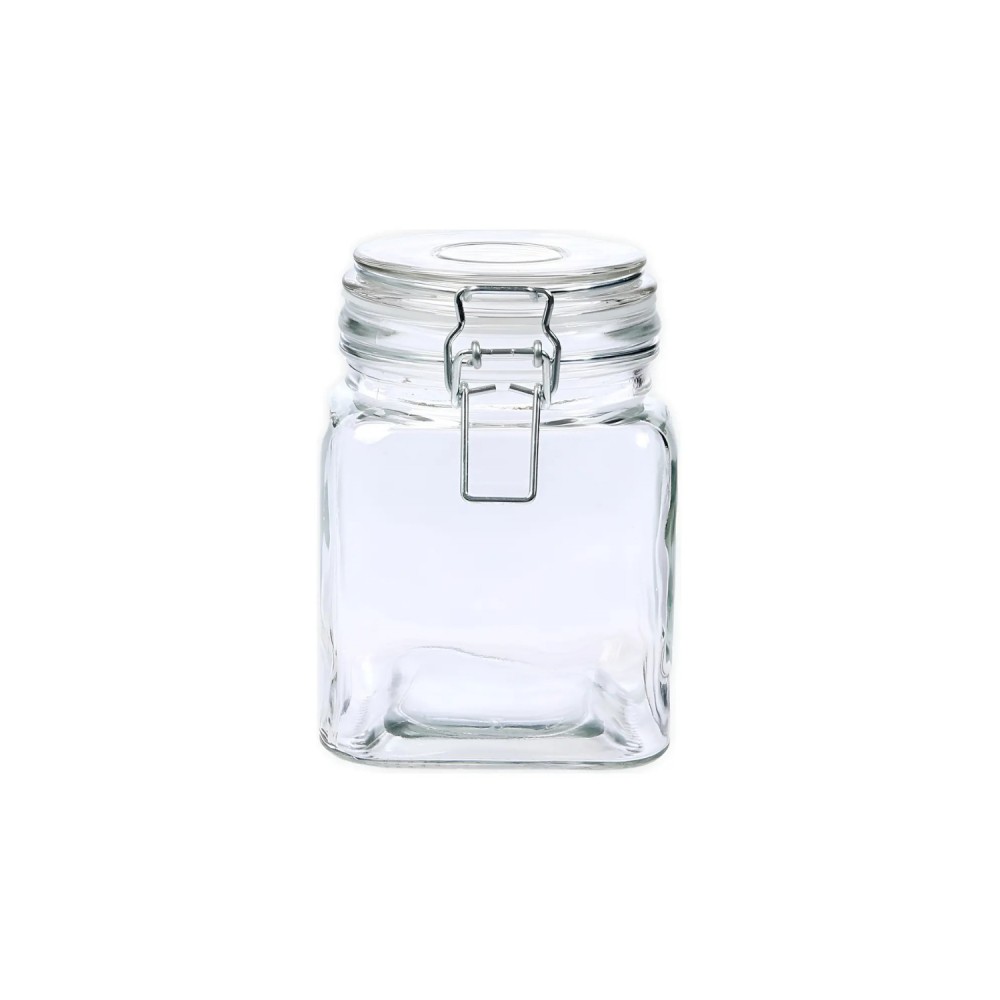 Pote de Vidro com Trava Quadrado 910mL Sofistic Le Bianco
