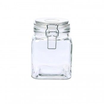Pote de Vidro com Trava Quadrado 1100mL Sofistic Le Bianco