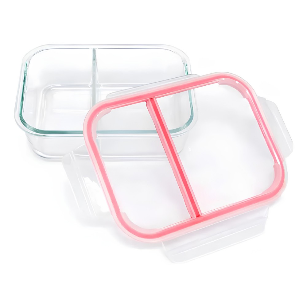 Pote de Vidro Hermético Retangular com Divisória 980mL Majestic Le Bianco