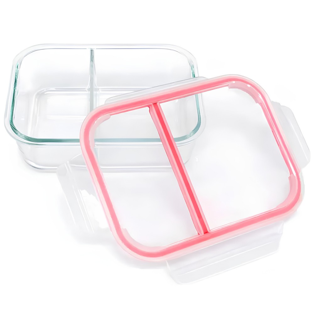 Pote de Vidro Hermético Retangular com Divisória 1380mL Majestic Le Bianco