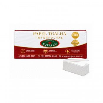 Papel Toalha Interfolhado Ruzalem 2 Dobras Branco com 1000 folhas