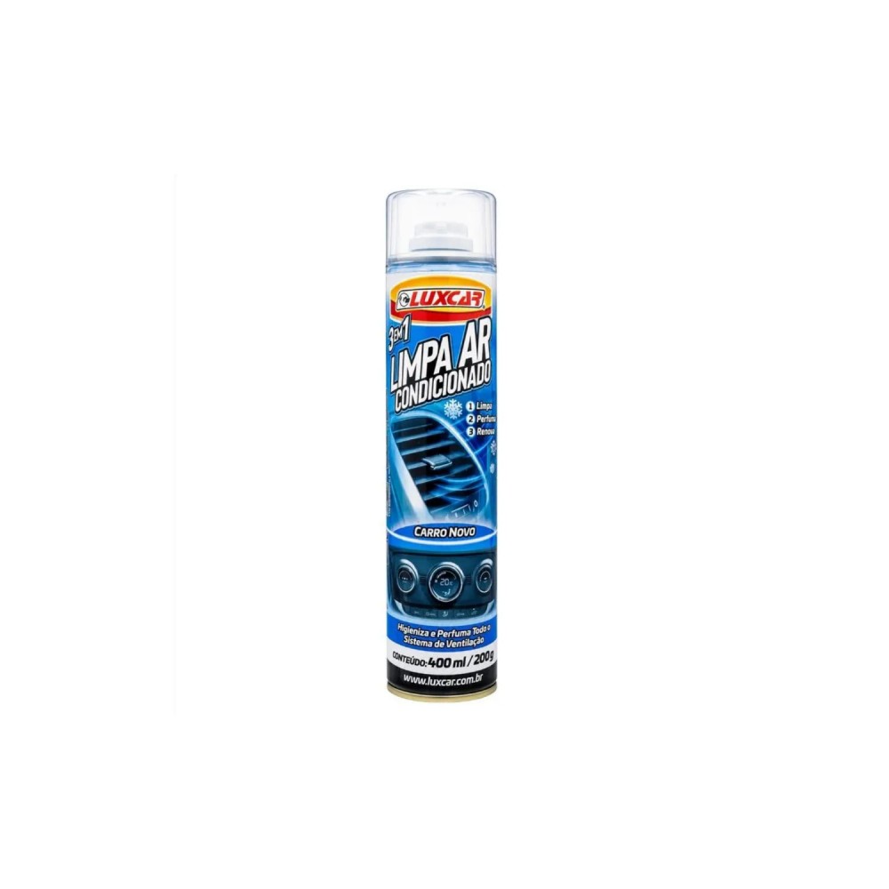 Limpa Ar Condicionado Aerossol Luxcar 400mL Carro Novo