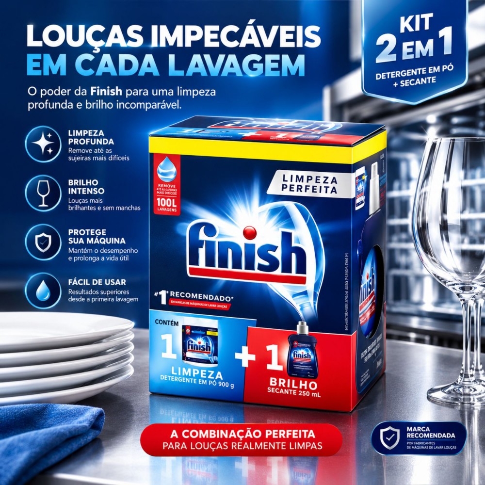 Kit Detergente para Máquina de Lavar Louça 450mL + Secante 250mL Finish