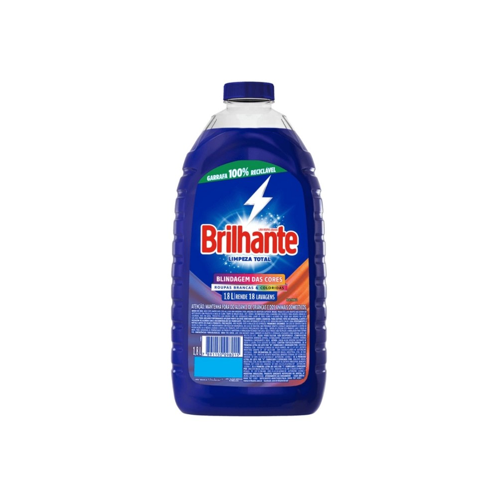 Lava Roupas Líquido Brilhante Limpeza Total 1,8L