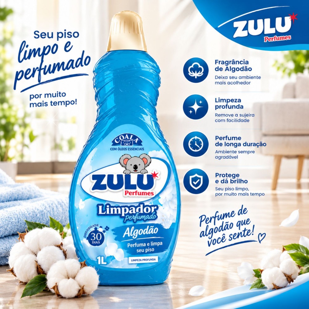 Limpador Perfumado Zulu Algodão 1L