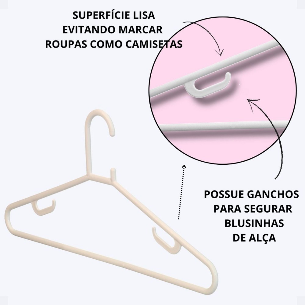 Cabide para Roupas Santana com 3 unid. Branco 