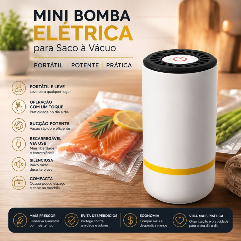 Mini Bomba Elétrica Portátil para Saco à Vácuo Western 