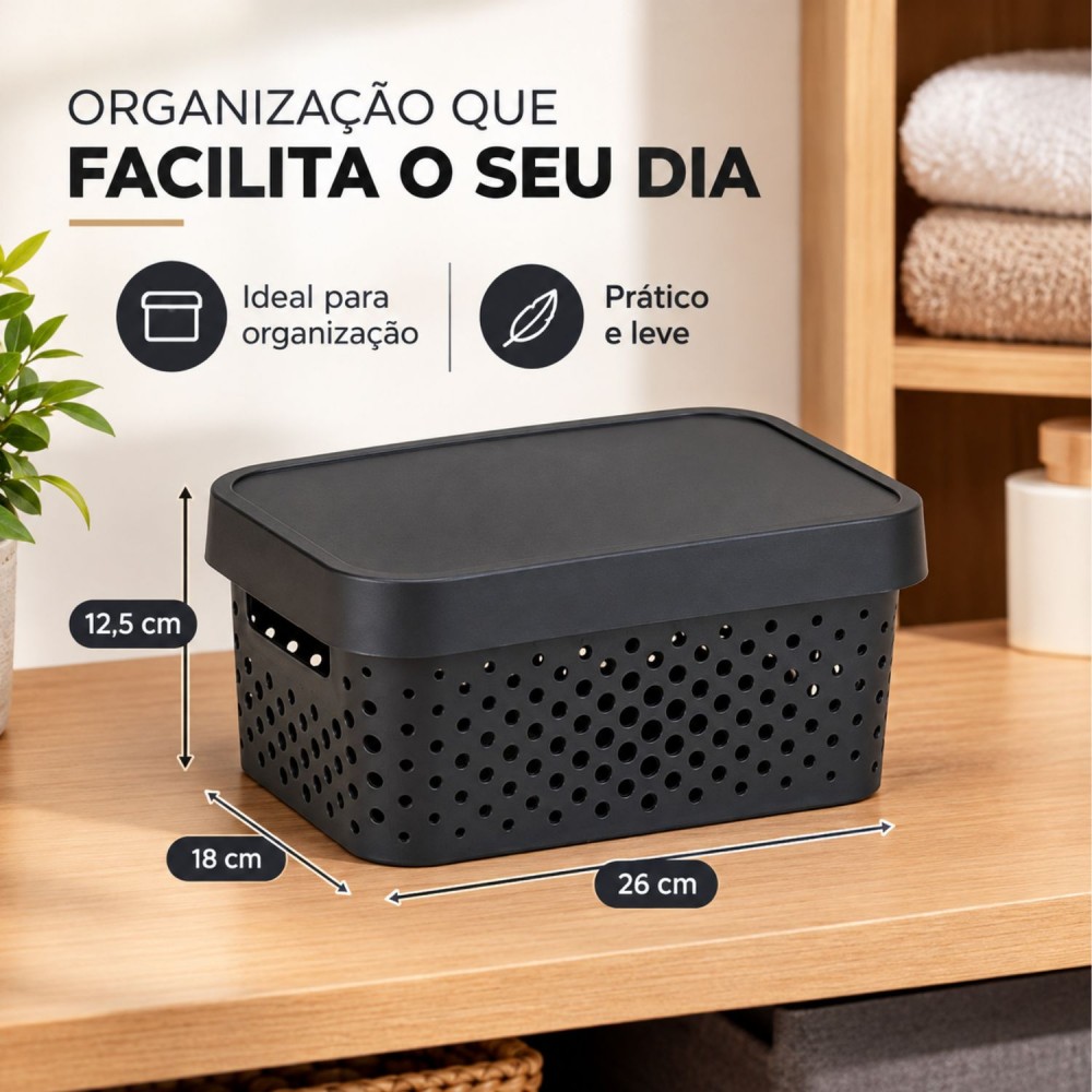Caixa Organizadora Rainha 4,5L Preta